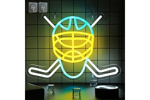 FULLOSUN Ice Hockey Neon Sign, Light up Hockey Goalie LED Dimmable Lamp for Home Bedroom Wall Decoration USB Powered, Cool Ch