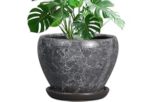 Ceramicfor Ceramic Planters for Indoor Plants- 10 Inch Plant Pot with Drainage Hole and Saucer, Large Flower Pot for Home Dec