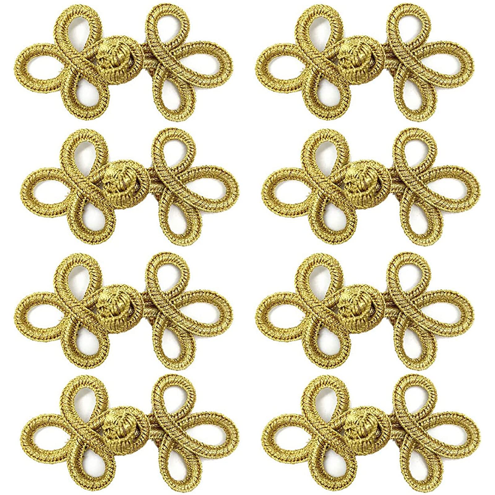 HRASY 10 Pairs of Chinese Knot Frog Buttons Closure Sewing Closure for Sewing Sweaters, Capes, Coats, Scarves, Cardigans and Costumes, Gold