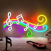 Music Neon Sign for Wall Decor, Dimmable Colorful Musical Note Staff LED Neon Lights for Bedroom, Music Studio, Classroom, Concert, Party, Birthday Christmas Gifts for Kids