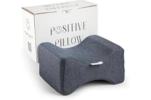 POSITIVE PILLOW Knee & Leg Support Memory Foam Tempurpedic Pillow with Washable Cover, Soothing Pain Relief for Sciatica, Back, HIPS, Knees, Joints