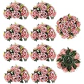 BLOSMON Flower Ball Centerpieces for Wedding: 10 Pcs Dusty Pink Fake Roses Flowers Artificial for Table - Silk Kissing Bouquet Floral Arrangement Center for Home Party Event Decor