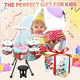 m zimoon Kids Drum Kit Jazz 5 Drums Stool Pedal Cymbal Lights Toys Gift view 7