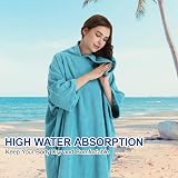 Winthome Changing Bath Robe Surf Poncho Towel Hooded Ocean Blue M view 4