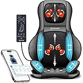 COMFIER Shiatsu Neck Back Massager with Heat,2D/3D Massage Chair Pad with App Control,Deep Tissue Kneading Massage Chair Pad with Compression,Adjustable Back Coverage,Black