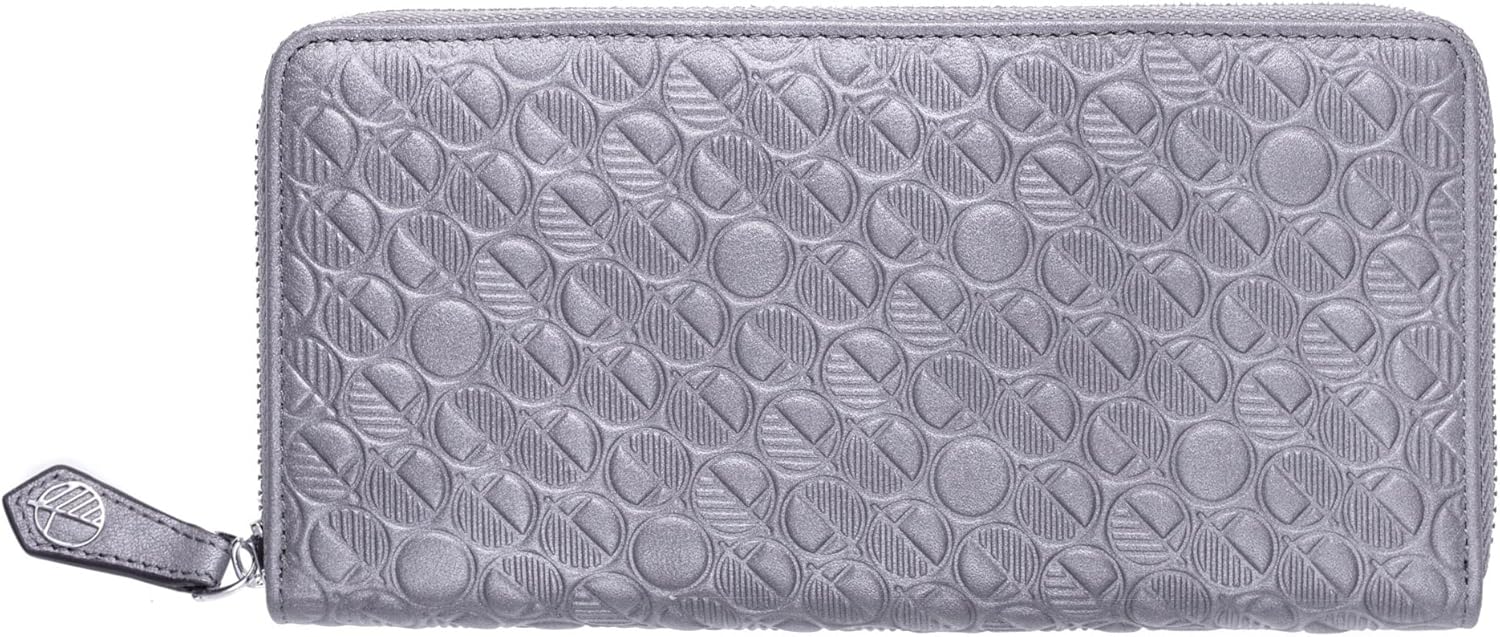 DREW LENNOX Premium British Leather Purse - Silver, Pearlised Silver Grey