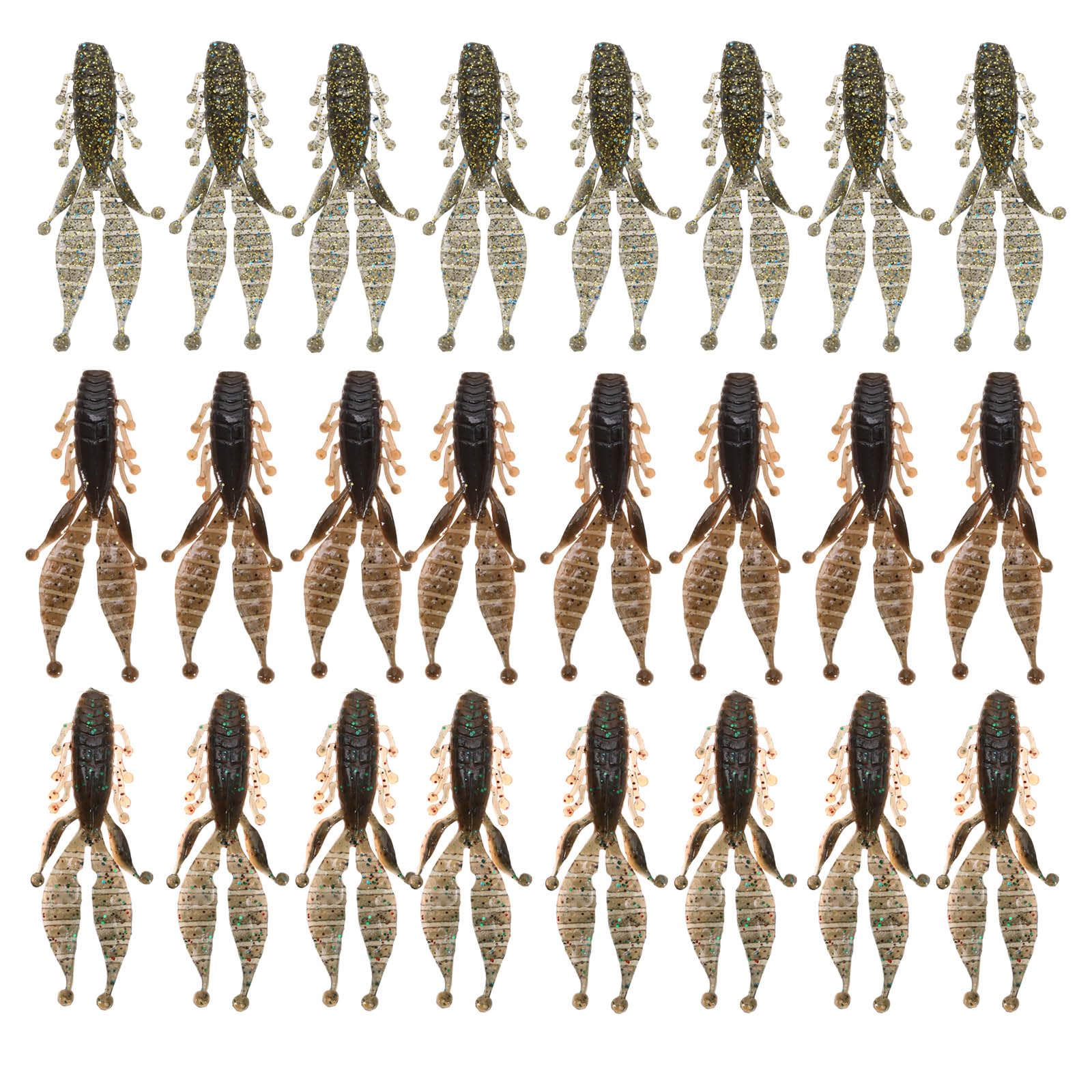 eMagTech 24Pcs Fishing Soft Lures Crawfish Soft Baits Bionic Replica Bait Artificial Lures Bait Fishing Accessories for Texas Rig