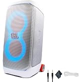 JBL PartyBox Stage 320 (White) - 240W Portable Wireless Splash Proof Speaker - 12 Hours of Playtime - Powerful Sound and deep bass + AUX Cable