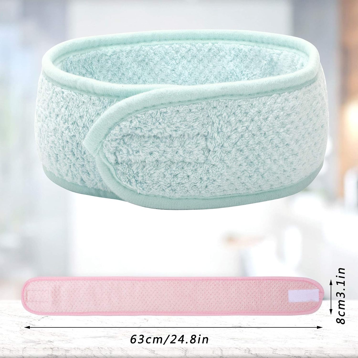 Spa-Stirnband - 3 Stück Gesichts-Make-up-Stirnband verstellbar dehnbar mit Magic Tape für Dusche Bad Sport - Image 5