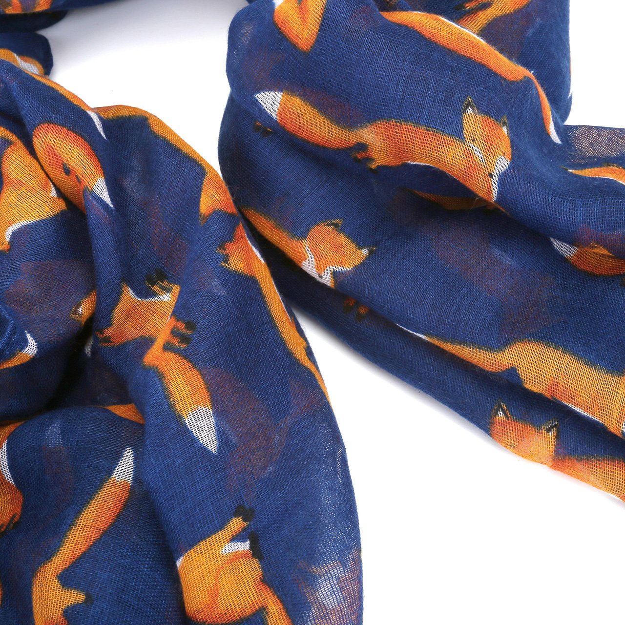 CHIC DIARY Women Ladies Animal Printed Pattern Lightweight Voile Head Pashmina Wrap Scarf (04-Navy blue)