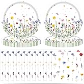 T-Antrix 40 Pcs Wildflower Plates And Napkins Party Supplies, Disposable Floral Wildflower Tableware Set for Spring Summer Picnic Wedding Birthday Tea Party Decoration Baby Shower Serves 20