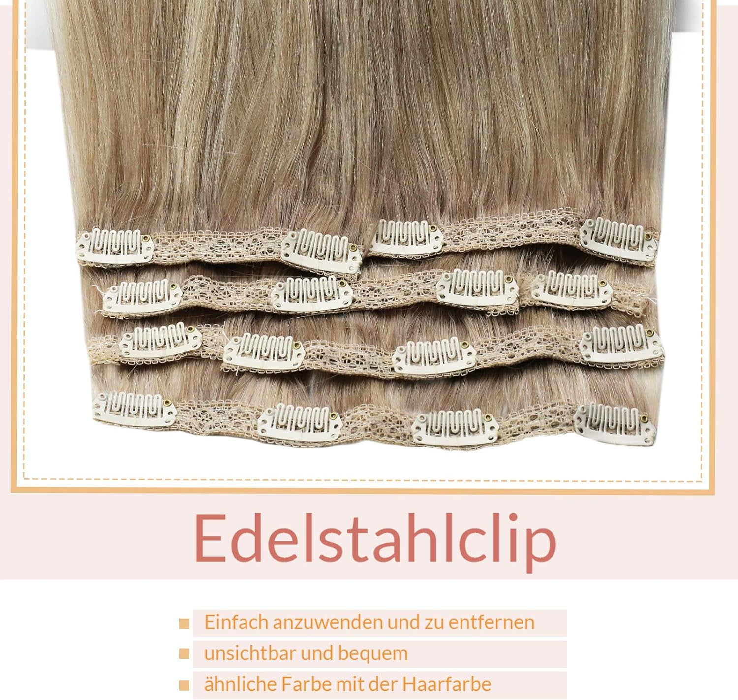 YoungSee Clip in Hair Extensions Blonde - Dark Blonde mixed Medium Blonde - Double Weft Real Hair Extensions Clips Remy Hair 7pcs/100g 22inch - Image 4