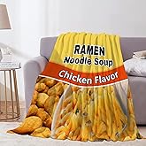 Ramen Noodle Blanket - Super Soft Flannel Throw Blanket Decor for Couch Sofa Bed All Season - Funny Food Novelty Instant Noodle Gifts for Ramen Lovers - 40"x50"-Kids/Throw Size