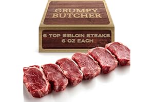 DEN'S HOT DOGS Grumpy Butcher Beef Sirloin Steak, 6 Pack (6 oz each) - Quality Steak Meat Birthday Gifts for Men