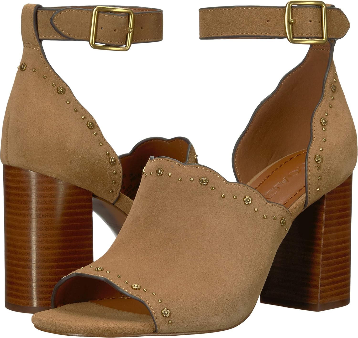 coach mid heel sandal with tea rose