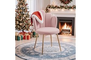 BOWTHY Vanity Chair for Makeup Room - Midcentury Modern Accent Velvet Chair with Back Support, Gold Legs for Living Room Bedroom (Pink)