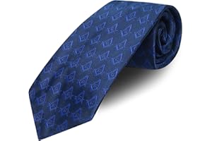UzairUmair Masonic Regalia Craft Masons Neck knitted Woven Silk Tie with square and compass Blue