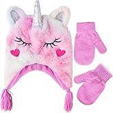 Toddler Winter Hat and Gloves Set for Ages 4-7 or Boys & Girls Winter Hat & Toddler Mittens Ages 2-4