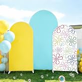 JarThenaAMCS 3 Pcs Cartoon Sponge Birthday Party Decorations Yellow Blue Arch Cover Colorful Bikini Floral Backdrop Photography Background for Birthday Baby Shower Photo Booth Props(4ft/5ft/6ft)