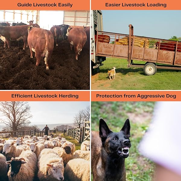 CATTLE PROD, RECHARGEABLE ELECTRIC LIVESTOCK PROD WITH 2 LED LIGHTS, WATERPROOF ANIMAL PROD FOR LIVESTOCK MANAGEMENT AND FARM RANCH HERDING, CATTLE PROD WITH FLEXIBLE SHAFT FOR COWS, HOGS, DOGS, GOATS