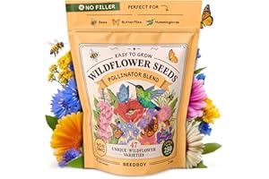 Seedboy Wildflowers for Pollinators Seed Mix – 2 oz Bulk Wildflower Seeds - 40,000+ Non-GMO Seeds for Bees Butterflies Hummingbirds – 47 Varieties of Annual & Perennial Wild Flowers for Planting (2oz)