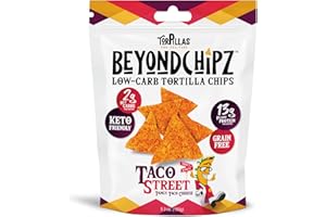 BeyondChipz Low Carb Tortilla Chips, Taco Street, Keto Friendly, Gluten Free, 5.3oz Bag, Pack of 4