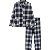 Latuza Women's Petite Cotton Flannel Pajama Set Petite Size Button Up PJs