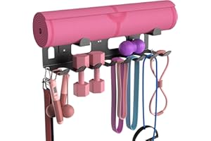 KHAMAL Multi-Purpose Gym Equipment Storage Rack for Resistance Bands - Gym Wall Storage for Exercise Bands, Yoga mat, Jump Ropes, Weight Belts, Straps, Hula Hoop
