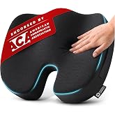 5 STARS UNITED Seat Cushion - Memory Foam Chair Pad for Tailbone Pain Relief - Ergonomic Support for Coccyx, Sciatica &amp; Butt - Office, Desk &amp; Gaming Chair, Car Seat, Wheelchair, Airplane, Black