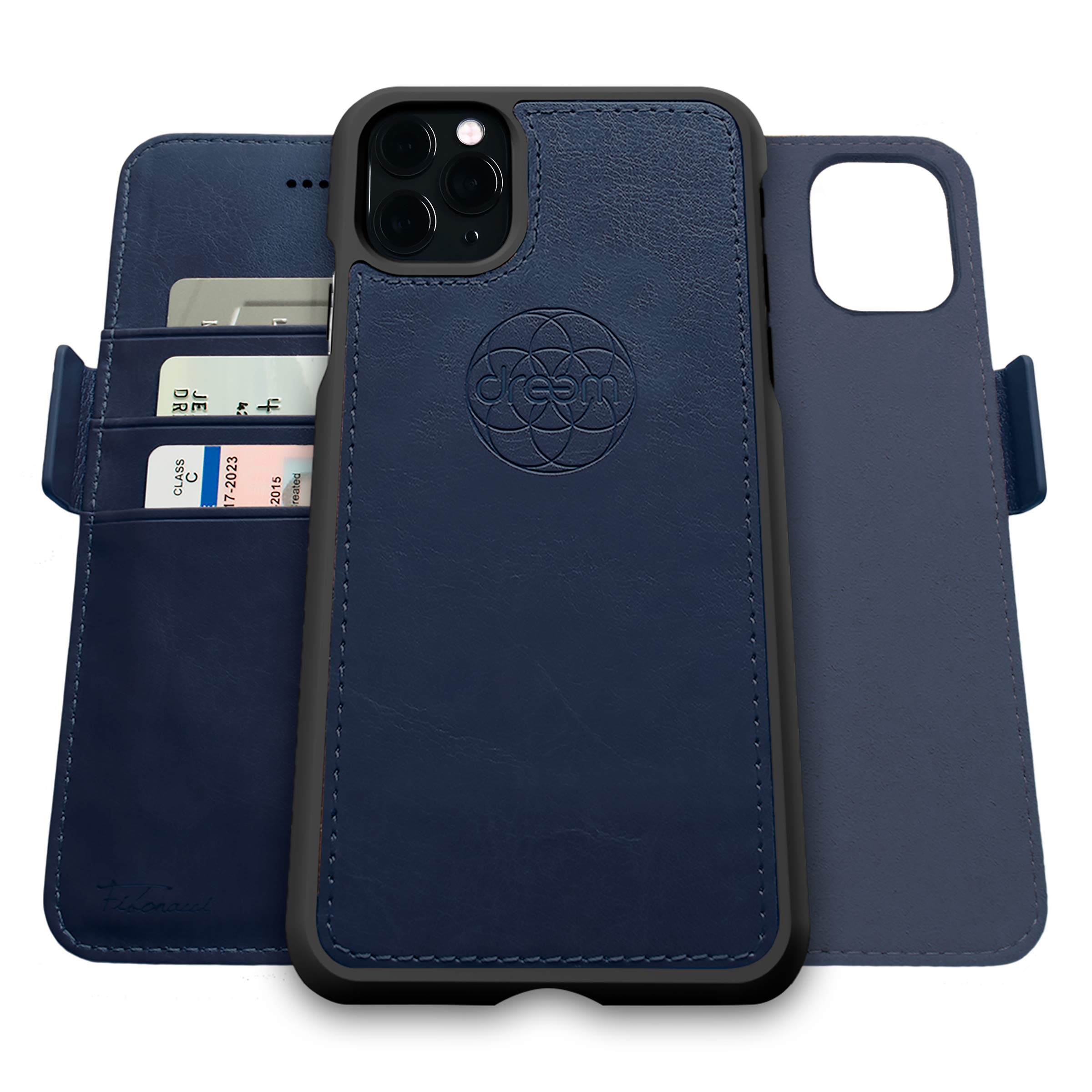 dreem Fibonacci 2-in-1 Wallet Case for Apple iPhone 11 Pro Max - Luxury Vegan Leather, Magnetic Detachable Shockproof Phone Case, RFID Card Protection, 2-Way Flip Stand - Royal — image 1