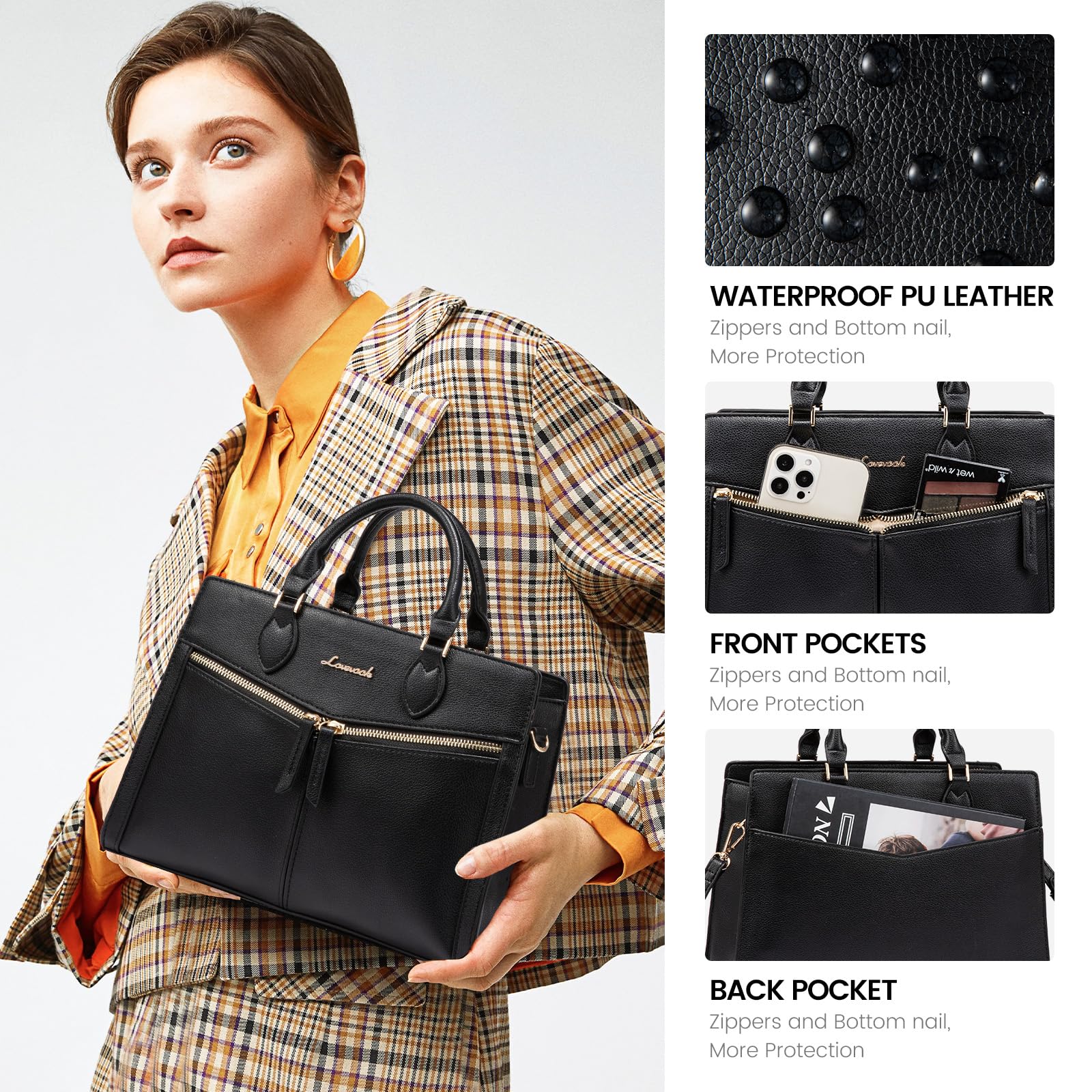 LOVEVOOK Womens Purses and Handbags, Pebbled Leather Black Purses for women Crossbody Handbags Satchel Bag