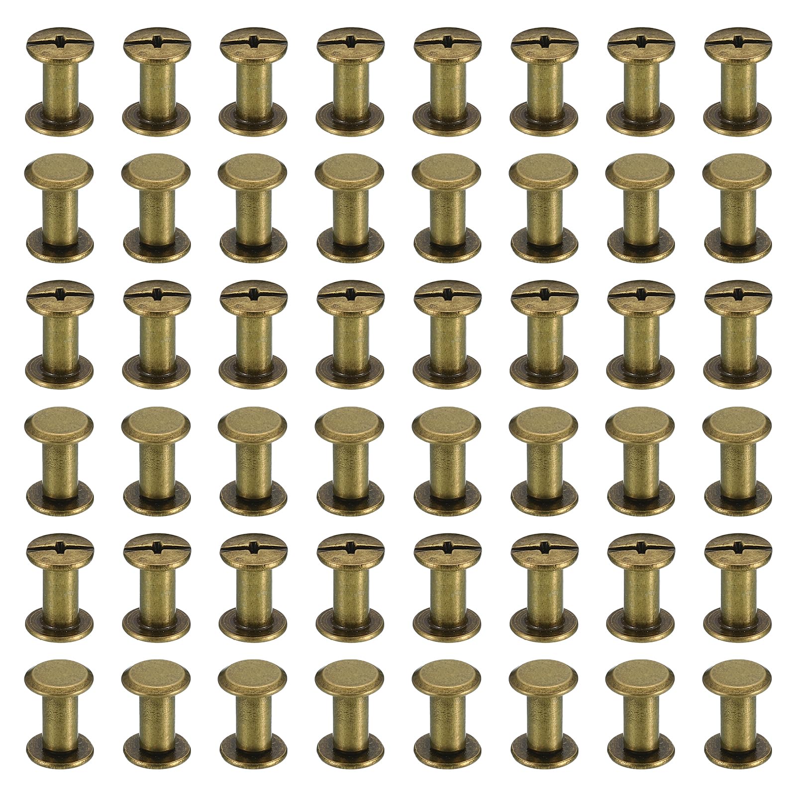 PATIKIL 50 Sets Chicago Screws, M5x10mm Chicago Screws Phillips Binding Post Screw Bolts Leather Rivets Fasteners Connectors Steel for Leather Belt Scrapbook Photo Albums, Brown