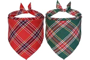 JOTFA 2 Pack Christmas Dog Bandanas, Multi Sizes Plaid Dog Christmas Bandana Scarf Holiday Christmas Bandanas for Large Extra Large Dogs (Christmas-2, X-Large)