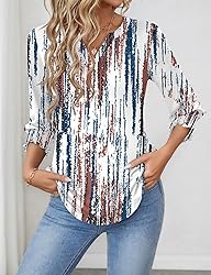 LOMON Women's 2025 Fashion Tops 3/4 Length Sleeve