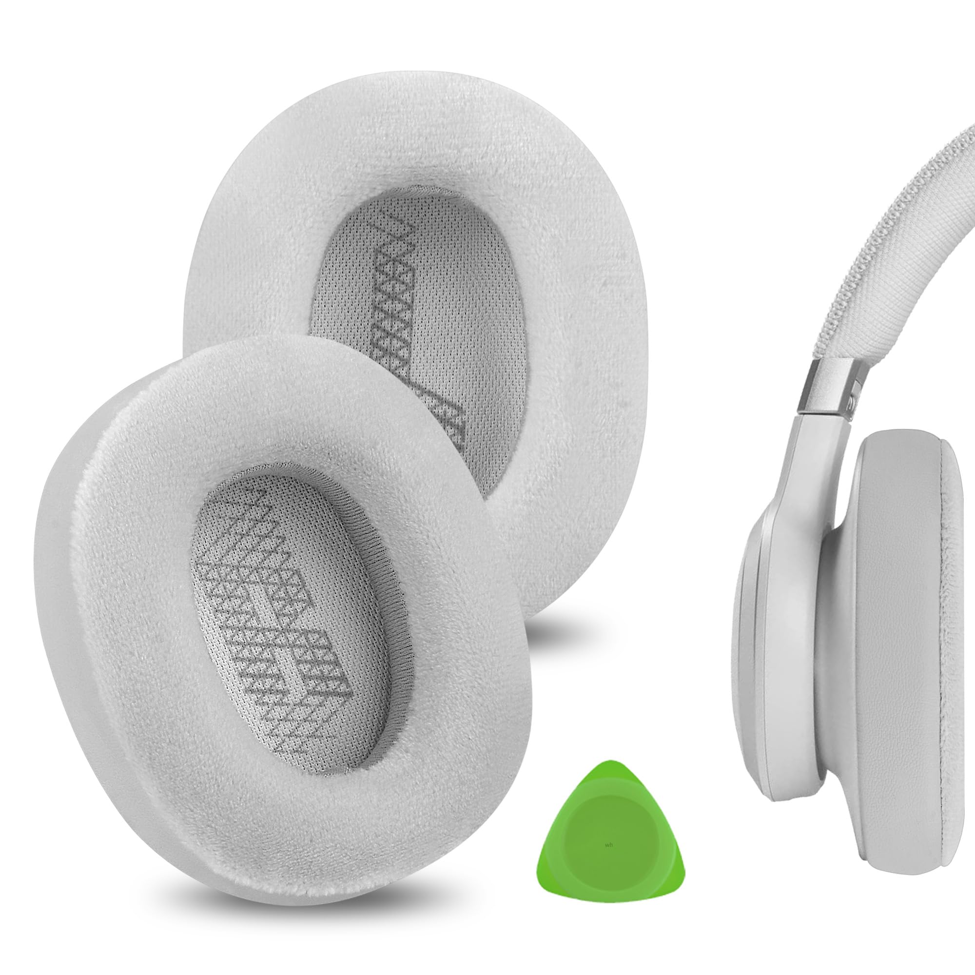 Geekria Comfort Hybrid Velour Replacement Ear Pads for JBL Live 650 BTNC, Lifestyle E65BTNC, Duet NC, Live 660 BTNC, Live 770 NC Headphones Ear Cushions, Repair Parts (Grey)