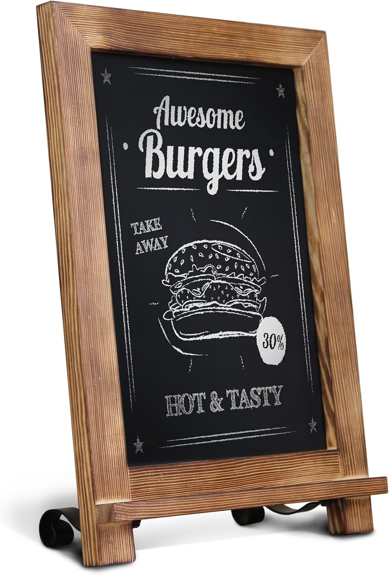 HBCY Creations Rustic Wood Chalkboard 24cm x 35.5cm with Metal Stand