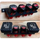 Milwaukee M12 Battery Holder | Milwaukee 12V Battery Holder | Milwaukee Battery Storage | Milwaukee 12V Battery Wall Mount, Milwaukee 12V Battery Wall Rack Black