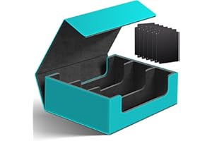 HOMTHY 1800+ Card Deck Case for Trading Cards, Magnetic Closure Card Holder Magic Card Holders Fit for YuGiOh, MTG and Sport Cards (Sky Blue+Black)