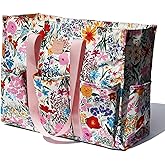 ESVAN Utility Tote Bag with Zip Top Waterproof Teacher Tote Bag for Teacher Work Women Beach