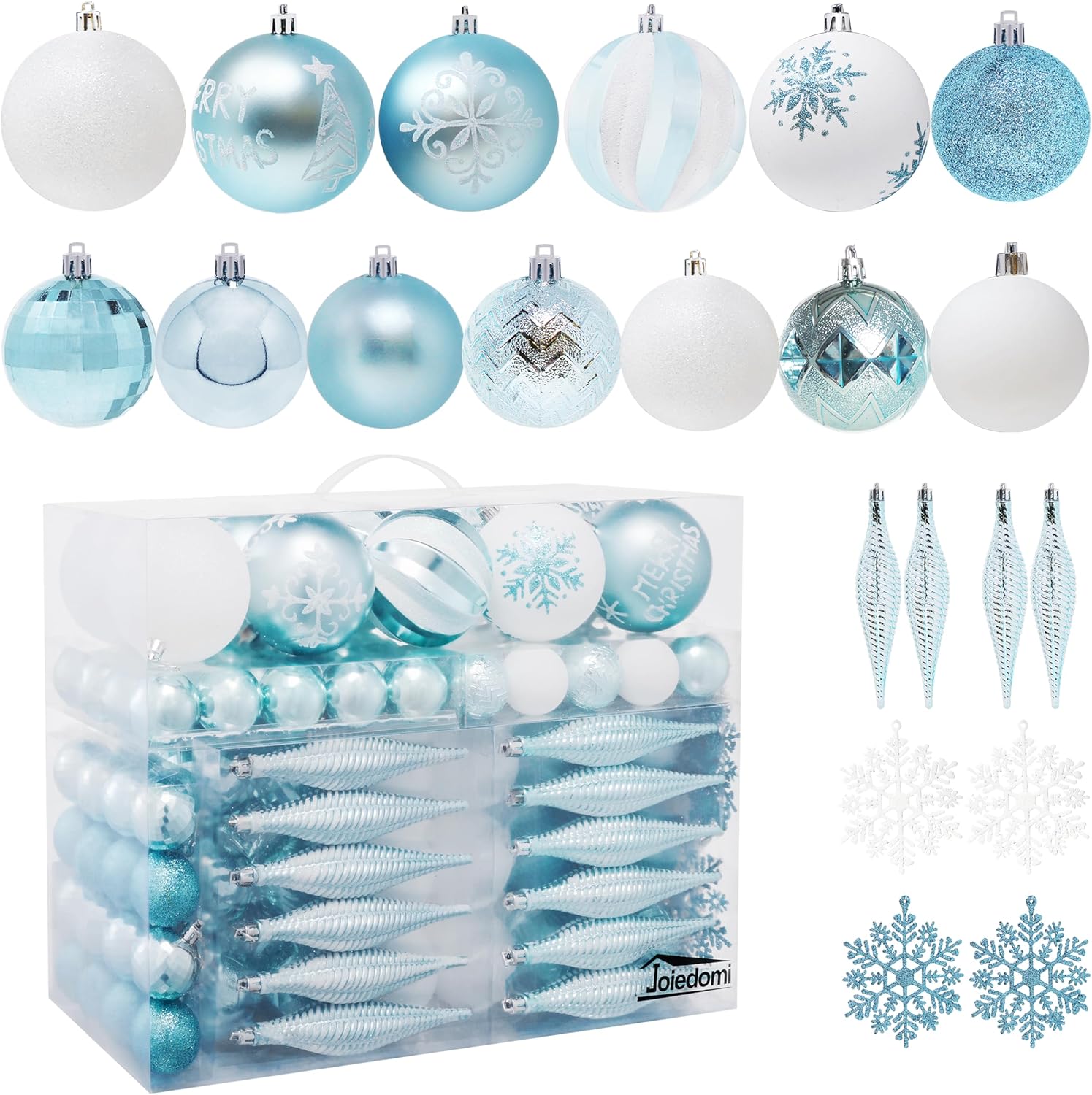 Ornaments - Joiedomi 133 Pcs Christmas Ornaments, Assorted Shatterproof Christmas Ornaments for Holidays, Indoor/Outdoor Party Decoration, Tree Ornaments, and Events (Blue&White)