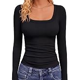 GAYHAY Womens Square Neck Long Sleeve Shirts Ribbed Fall Fashion Tops 2026 | Slim Fitted Basic Tee,Soft Casual Cute Top,Business &amp; Office Work &amp; Going Out,Daily Wear Teacher Outfit,Winter Trendy Clothes