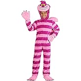 Kids Cheshire Cat Costume | Disney Alice In Wonderland Child Jumpsuit with Accessories for Halloween, Dress Up