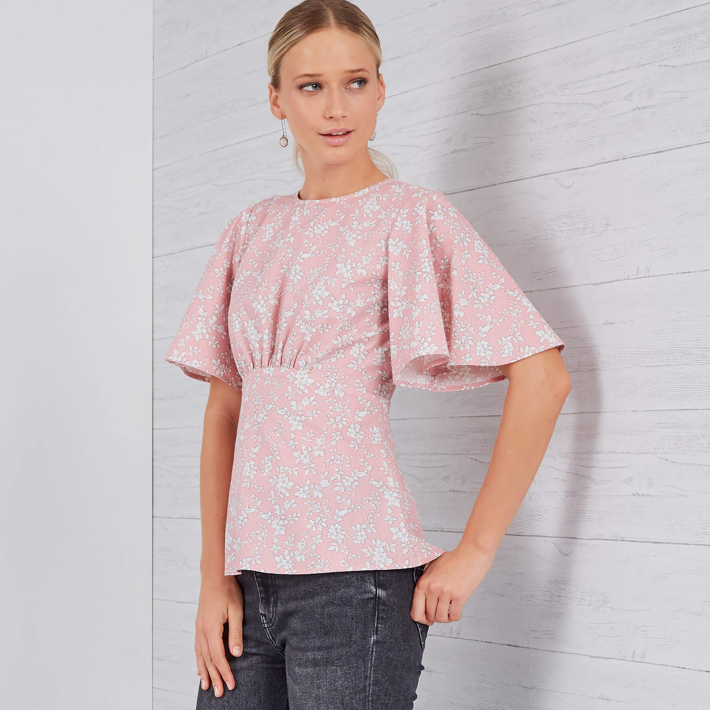 New Look Sewing Pattern N6656 Misses' Top with Optional Black Opening & Flared Sleeves