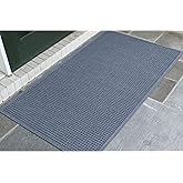 WaterHog Rubber Backed Mat for Indoor/Outdoor - Slip-Resistant Entryway Protection for Front Door, Mudroom, Porch, Garage, Easily Washable and Slip-Resistant, Squares Collection, Bluestone, 3' x 5'