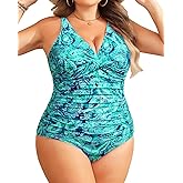 Yonique Plus Size Swimsuit One Piece Bathing Suits for Women Tummy Control Slimming Swimwear