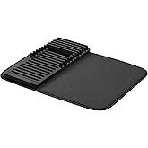 Amazon Basics Plastic Drying Rack with Mat - Black, with 2 Mats