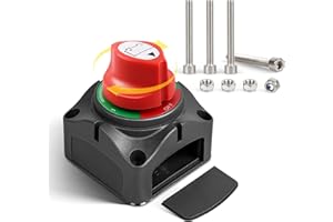 RED WOLF 1-2-Both-Off Battery Switch DC 12V-48V 200A, Heavy Duty Marine Battery Power Cut Master Switch Disconnect Isolator I