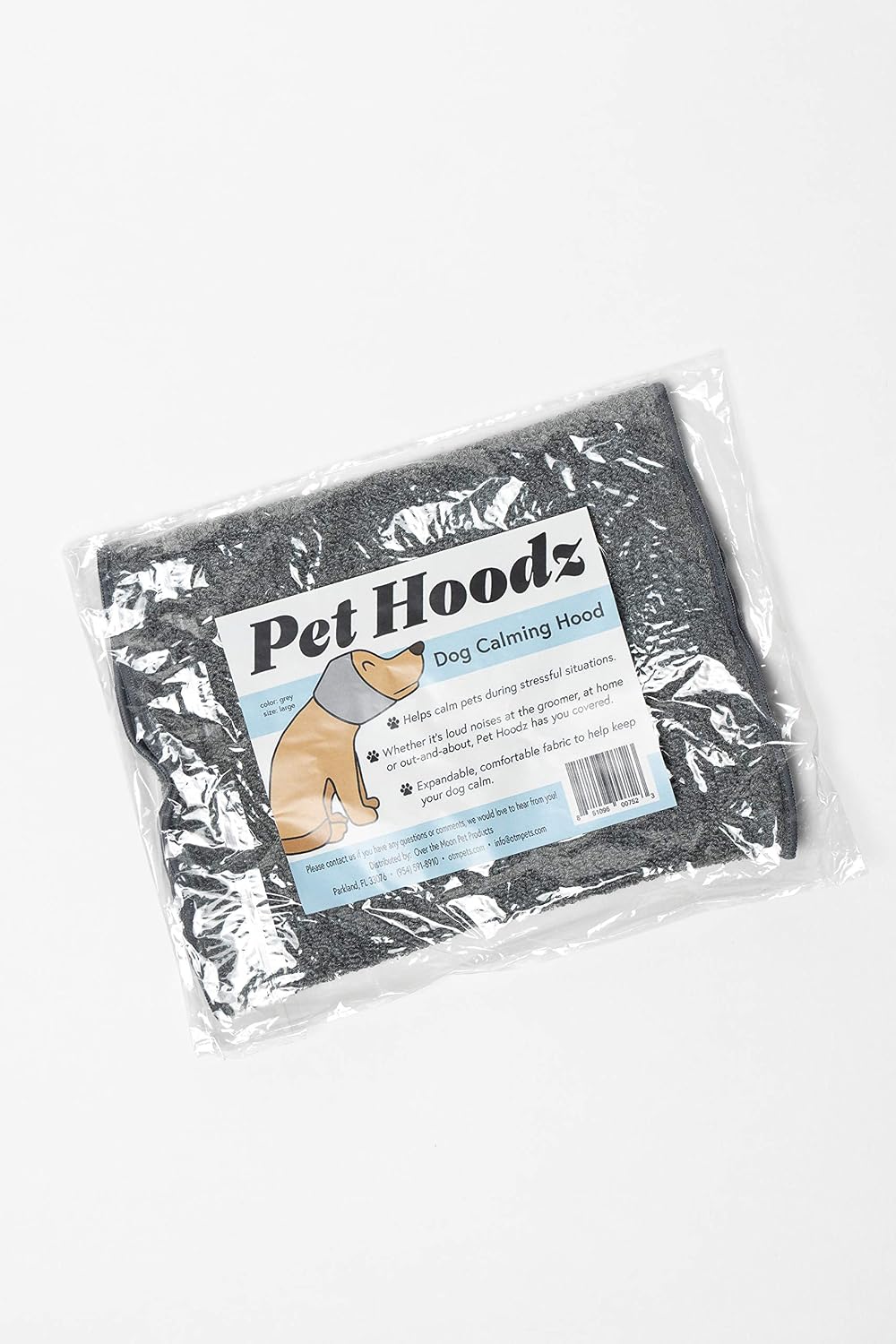 Pet Hoodz for Dogs-Anxiety Relief & Calming Hoodie, Grooming Ear Muffs, Compression & Protection, Large, Grey - Image 3