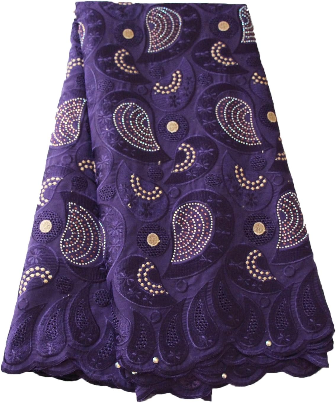 pqdaysun African Swiss Voile Fabric Lace Fabric Nigerian French Lace Net Fabric Embroidered Fabric for Wedding Party F50720 (Purple)