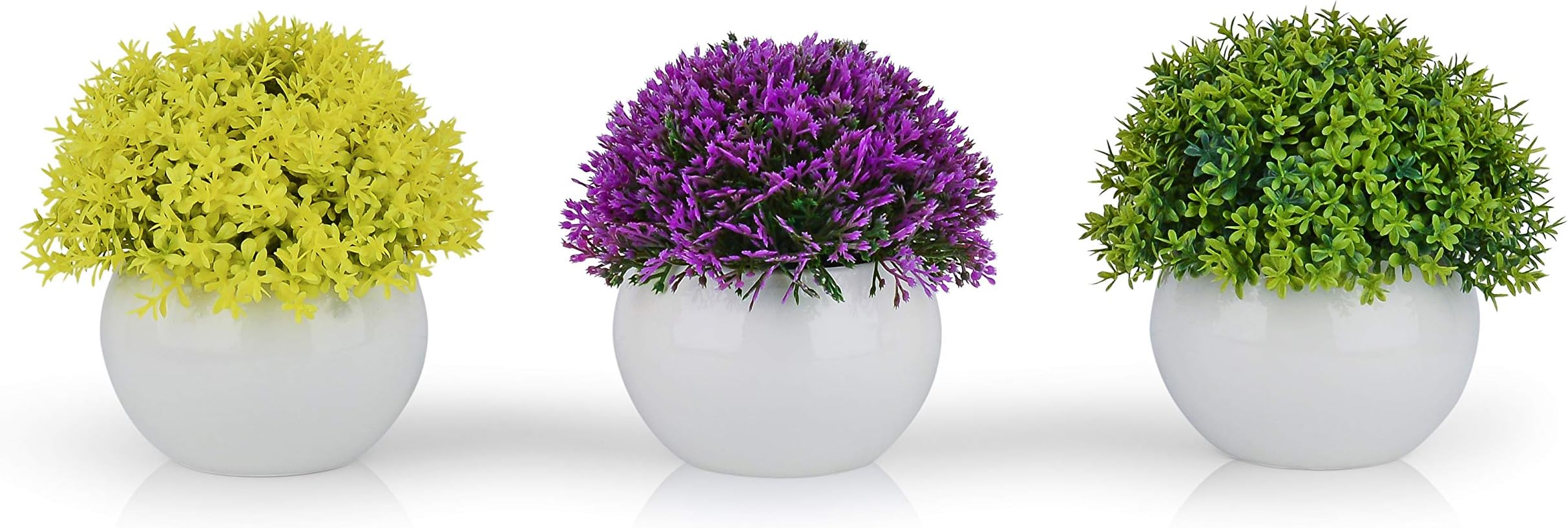 ELYSIANZE Mini Artificial Plants | Modern Farmhouse Plants Home Decor | Small Fake Plants | Office/Kitchen/Bathroom/Bedroom/Mantle/Shelf/Living Room/ (Green, Purple & Yellow)